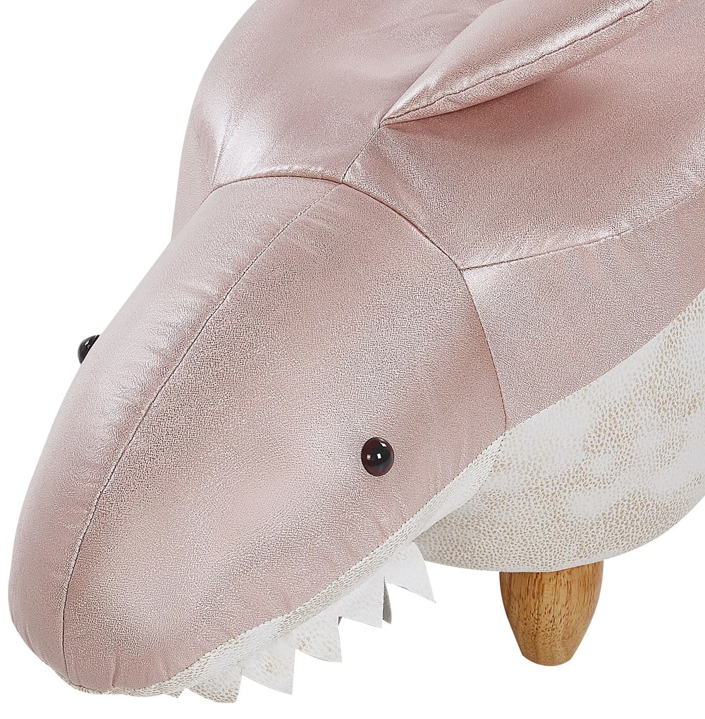 Pouf animaletto in tessuto rosa e bianco SHARK Beliani