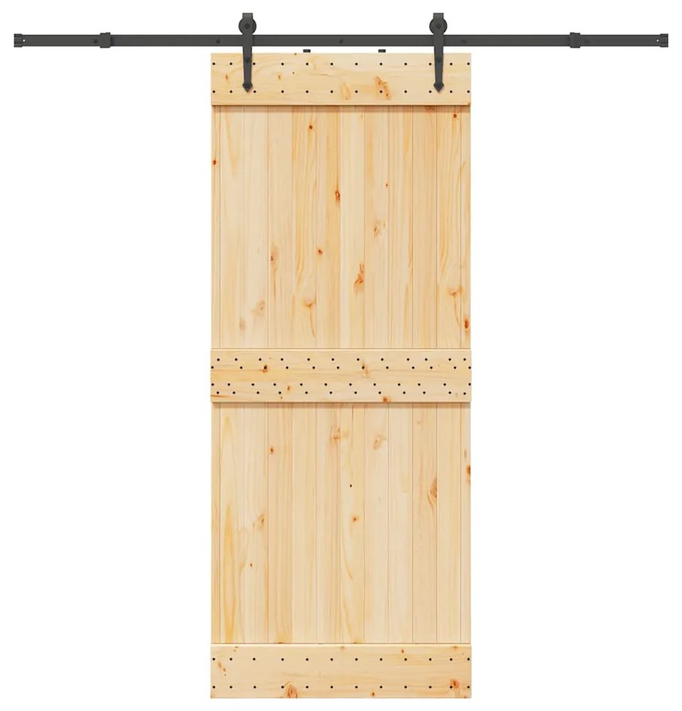 Porta Scorrevole Con Set Hardware 85x210 Cm Legno Massello Pino /