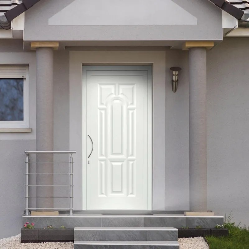 Portoncino d'ingresso Classic1 L 90 x H 210 cm in alluminio bianco, apertura spingere a destra