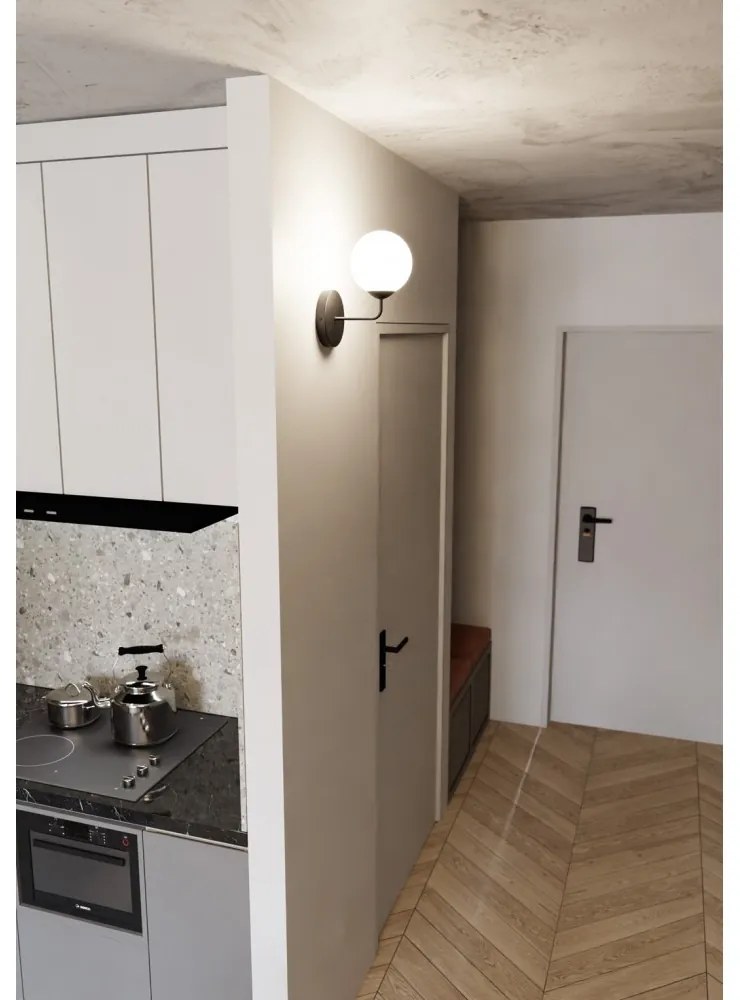 Applique da Parete in Acciaio e Vetro PREGOS K1 Nero/Bianco E14 Colore del corpo Nero