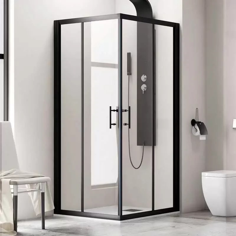 Kamalu - Box doccia 100x150 nero doppio scorrevole KF1000B