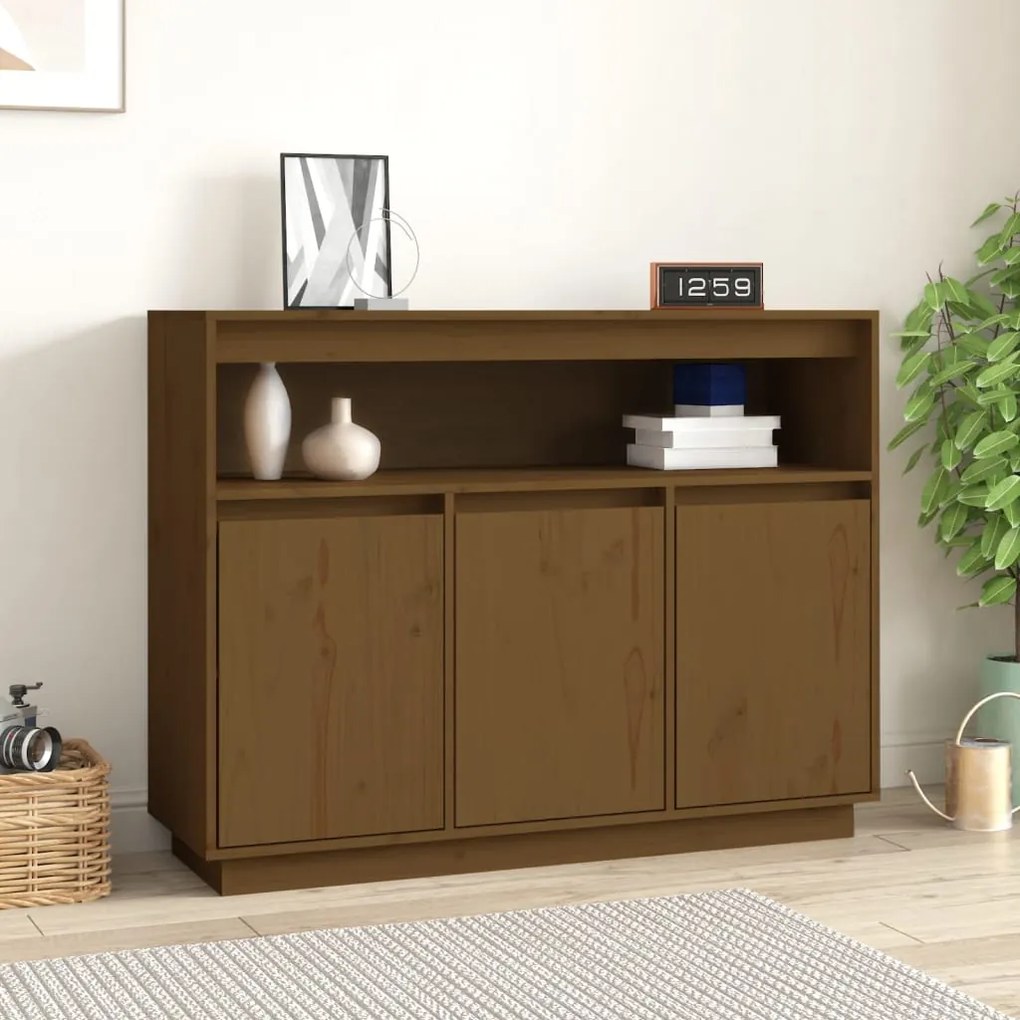 Credenza marrone miele 104,5x34x80 cm in legno massello di pino