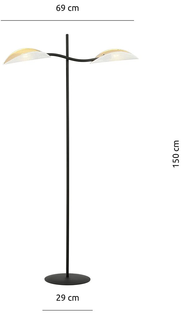 Piantana Contemporaneo Ares Acciaio Nero 2 Luci E14 Ip20
