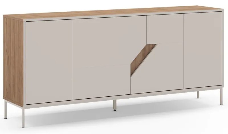 Cassettiera effetto rovere in colore crema-naturale 180x80x40 cm Lilou - Marckeric