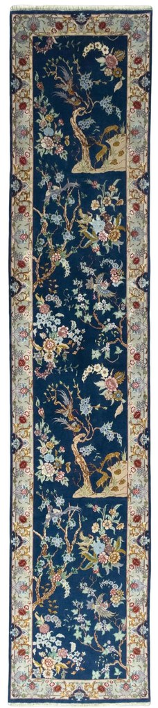 Tabriz Tappeto persiano 80x390 Blu (Iran) Annodato A Mano