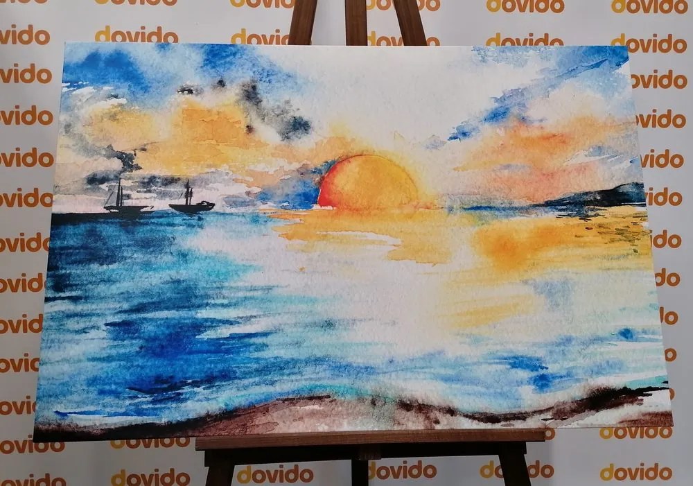 Quadro su tela – Tramonto luminoso sul mare