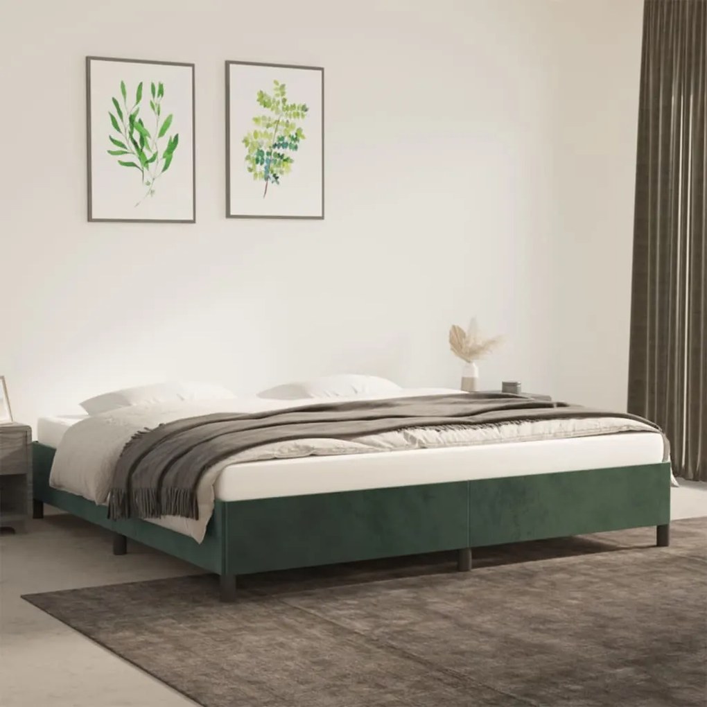 Giroletto Senza Materasso Verde Scuro 200x200 Cm İn Velluto /