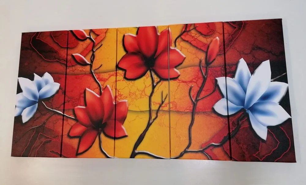 Quadri 5 pezzi – Fiori in stile etnico
