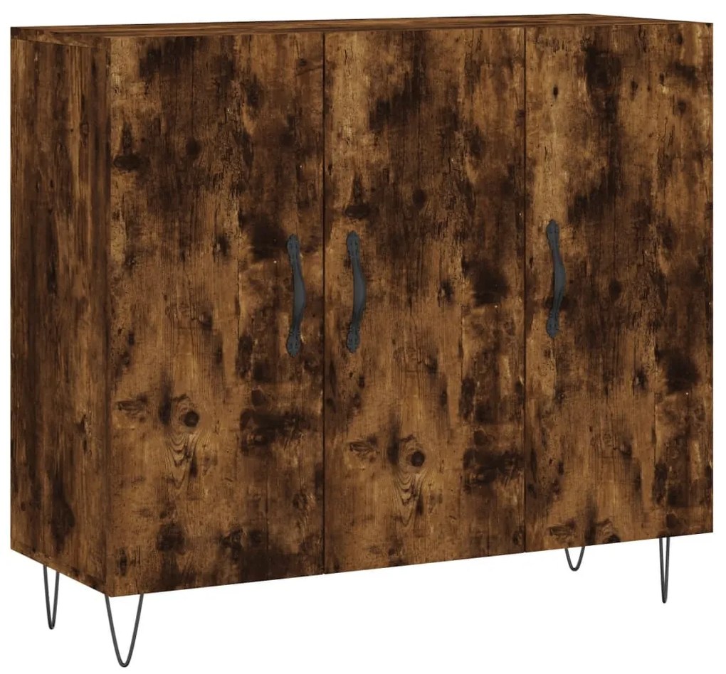 Credenza rovere fumo 90x34x80 cm in legno multistrato