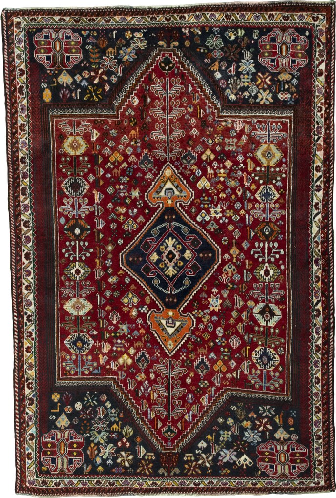 Shiraz Tappeto 260x170 Rosso (Iran) Annodato A Mano