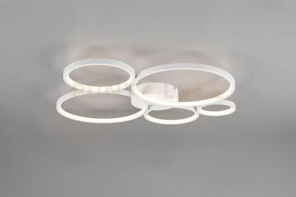 Plafoniera rondo led 5 cerchi con variazione intensità  metallo bia...