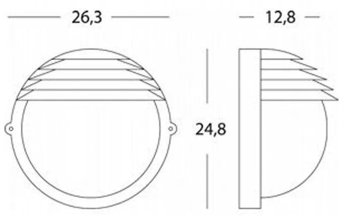 Applique Da Esterno Moderna Palpebra Tonda Alluminio E Vetro Nero 1 Luce E27