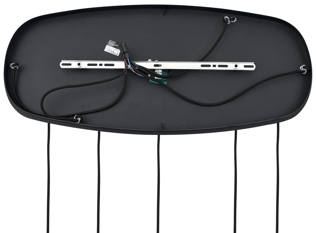 Lampada a sospensione moderna nera con vetro ambrato a 5 luci - Sheena