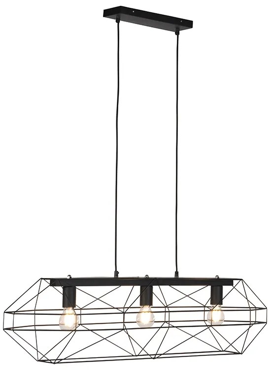 Lampada a sospensione industriale nera 3 luci - Carcass