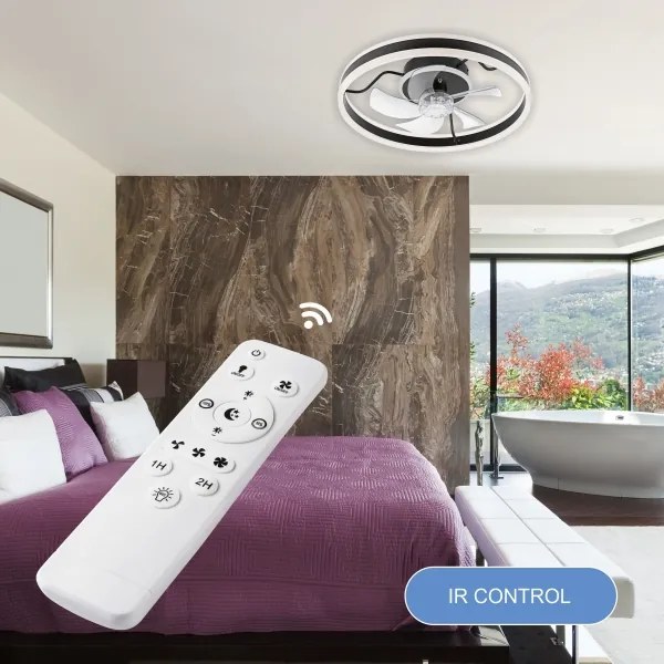 Plafoniera LED con ventilatore APOLLO LED/38W/230V nero + telecomando