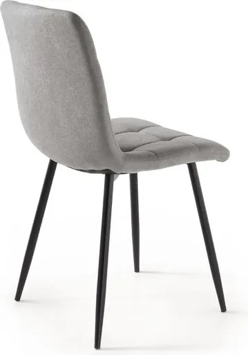 Sedia da pranzo in tessuto Grigio Chiaro gambe metallo nere - KATERINE 2 sedie