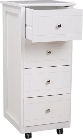 Carrello cassettiera GIADA Mini con piano in mattonelle e legno Bianco