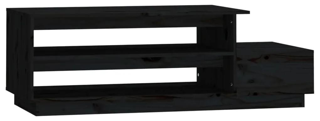 Tavolino da salotto nero 120x50x40,5 cm legno massello di pino