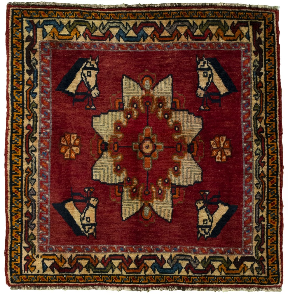 Shiraz Tappeto persiano 60 x 60 Rosso (Iran) Annodato A Mano