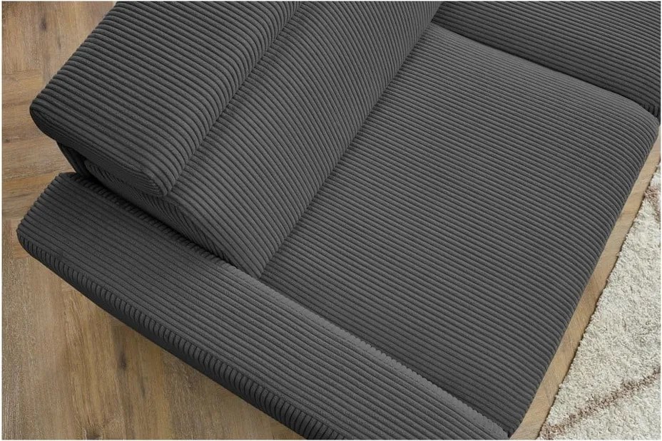 Divano angolare in grigio scuro allungabile (con composizione variabile) con rivestimento in velluto a coste Monaco – Bobochic Paris