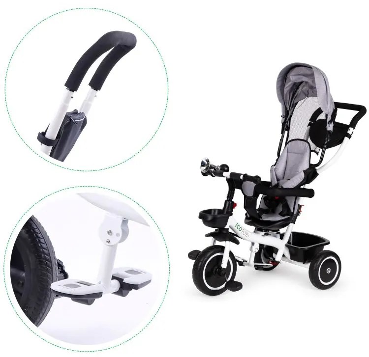 Triciclo, passeggino in grigio ECOTOYS