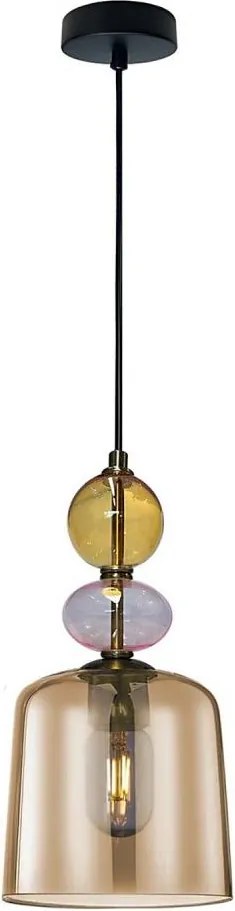 Lampadario a sospensione con cavo TROPEA 1xE27/15W/230V nero/beige fumato/rosa