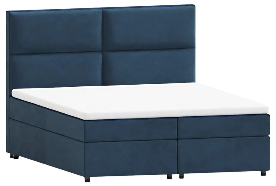 Letto boxspring blu scuro con spazio contenitivo 180x200 cm - Ropez