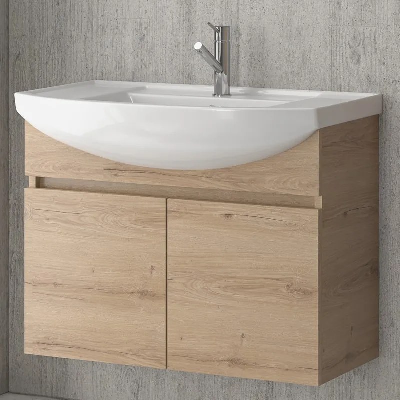 Mobile bagno 80 cm sospeso con 2 ante BN-80A - KAMALU