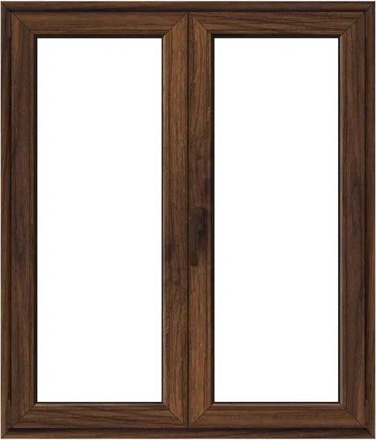 Finestra in PVC effetto legno noce L 100 x H 120 cm, 2 ante apertura a destra