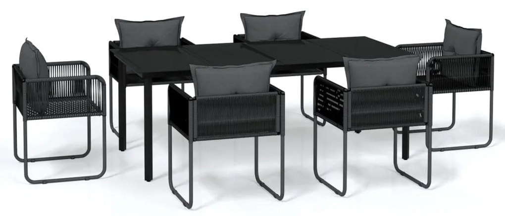 Set da pranzo da giardino 7 pz nero