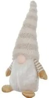 Gnomo Natale fermaporta 33 cm cappello righe beige