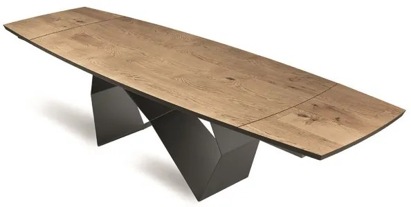 Tavolo allungabile 300 cm con base metallo Nero e piano Rovere Crudo WALL