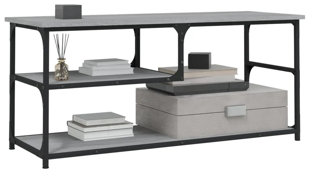 Mobile TV Grigio Sonoma 103x38x46,5cm Legno Multistrato Acciaio