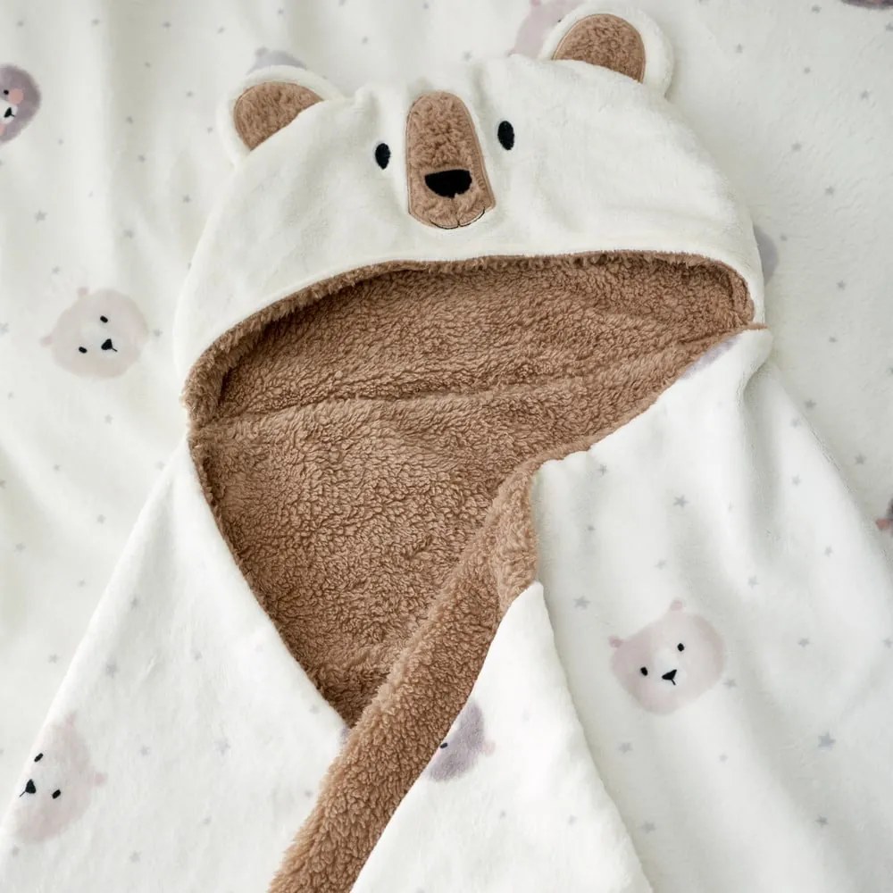Coperta da bambini con cappuccio marrone e color crema in micropile 90x125 cm Cosy Bear – Catherine Lansfield