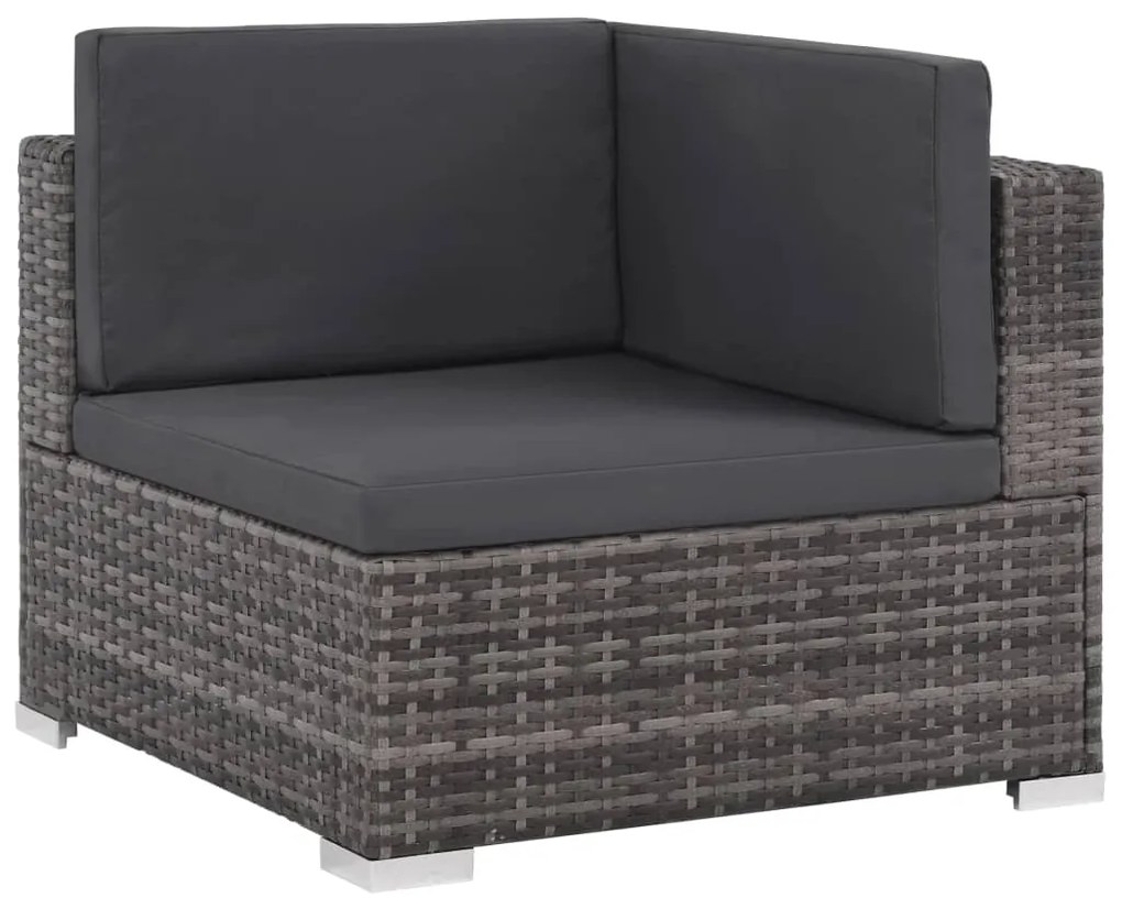 Set divani da giardino 6 pz con cuscini in polyrattan grigio