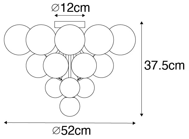 Plafoniera Art Déco nera con vetro fumé e trasparente 10 luci - Bonnie