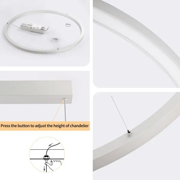 Brilagi-LED Dimmerabile. lampadario a cavo PORTOFINO LED/60W/230V Ø 80 cm argento+telecomando