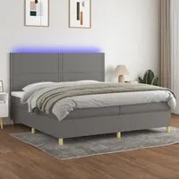 Letto a Molle Materasso e LED Grigio Scuro 200x200cm in Tessuto 3135382