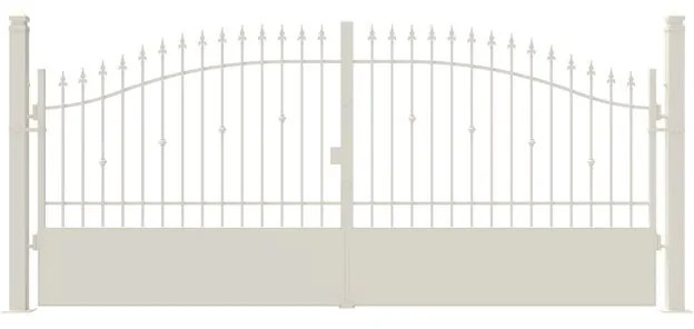 Cancello manuale elettrico Civetta in ferro, apertura centrale, L 408.5, H 150-180 cm, di colore bianco