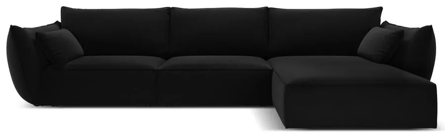 Divano angolare nero (con penisola a destra/con chaise lounge) con rivestimento in velluto Vanda – Mazzini Sofas