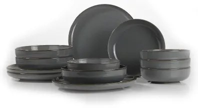 Set da tavola 12 pezzi grigio/porcellana