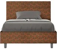 Letto una piazza e mezza contenitore imbottito 120x210 tessuto Era 4 arancio Adele