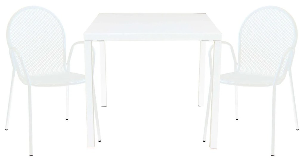 INDEX - set tavolo in alluminio cm 80 x 80 x 73h con 2 poltrone Maris