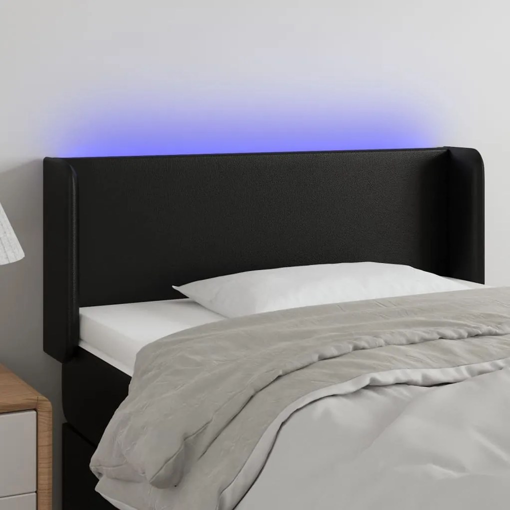 Testiera A Led Nera 103x16x78/88 Cm İn Similpelle /