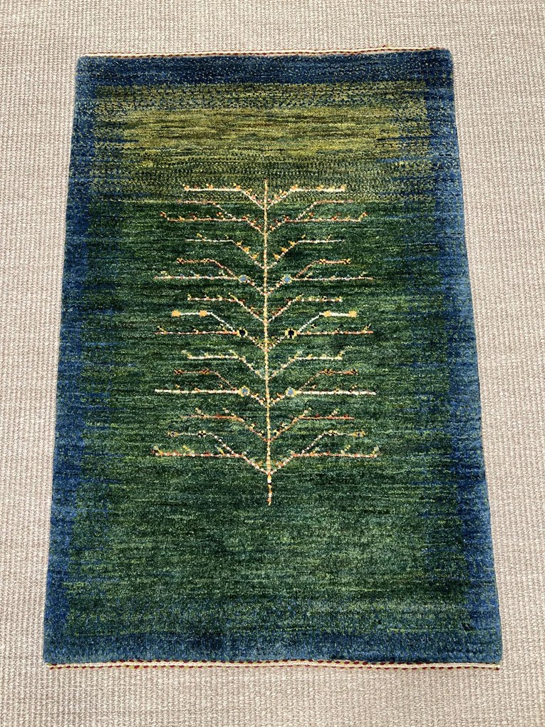 Loribaft Tappeto persiano 60x90 Verde (Iran) Annodato A Mano