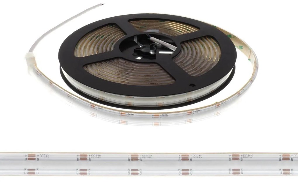 Striscia LED COB RGBW 20W/m Multicolore e B. Naturale 24VDC IP67 5m Professional Colore RGBW