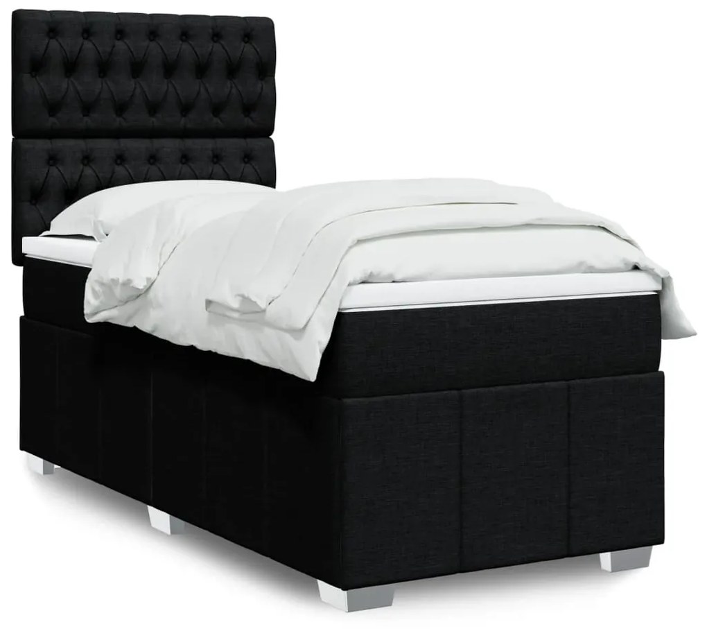 Giroletto A Molle Con Materasso Nero 100x200 Cm İn Tessuto /