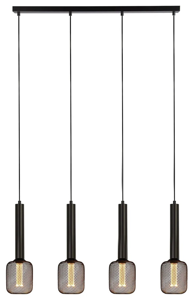 Lampadario Contemporaneo Dulwich Acciaio Nero 4 Luci E27