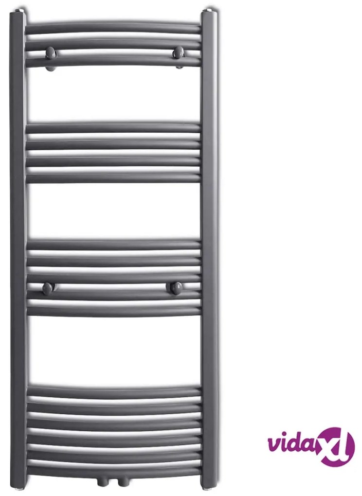vidaXL Radiatore Centrale Portasciugamano Curvo Grigio 500 x 1160 mm