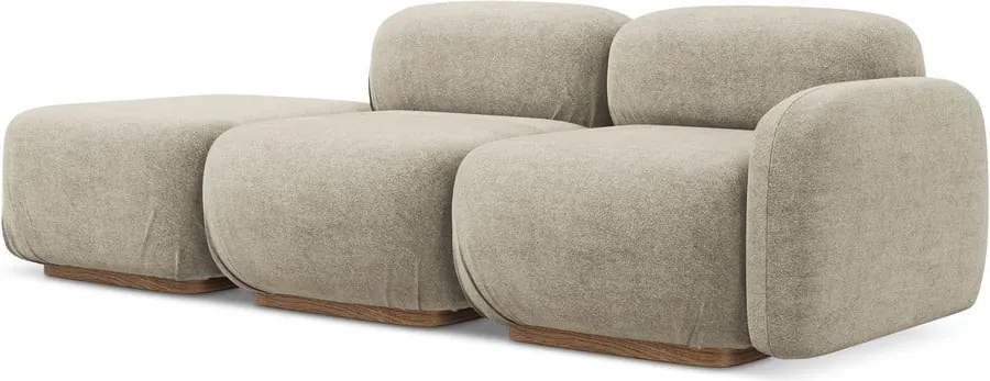 Chaise lounge componibile beige (con penisola a sinistra) con rivestimento in bouclé Ailani – Makamii